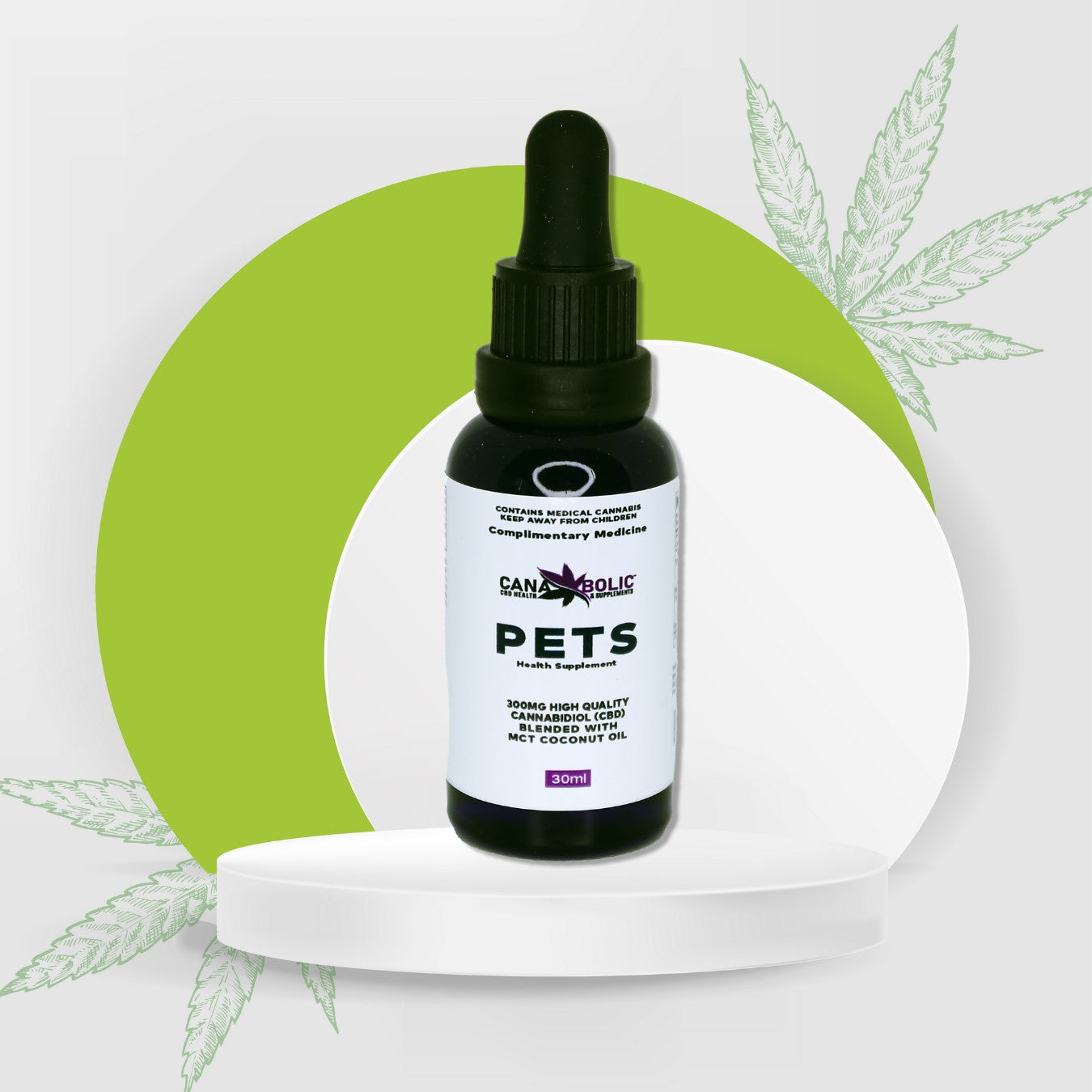 Canabolic PETS CBD Oil 300MG Cannabidiol CBD 30ml - Blended with Coconut oil